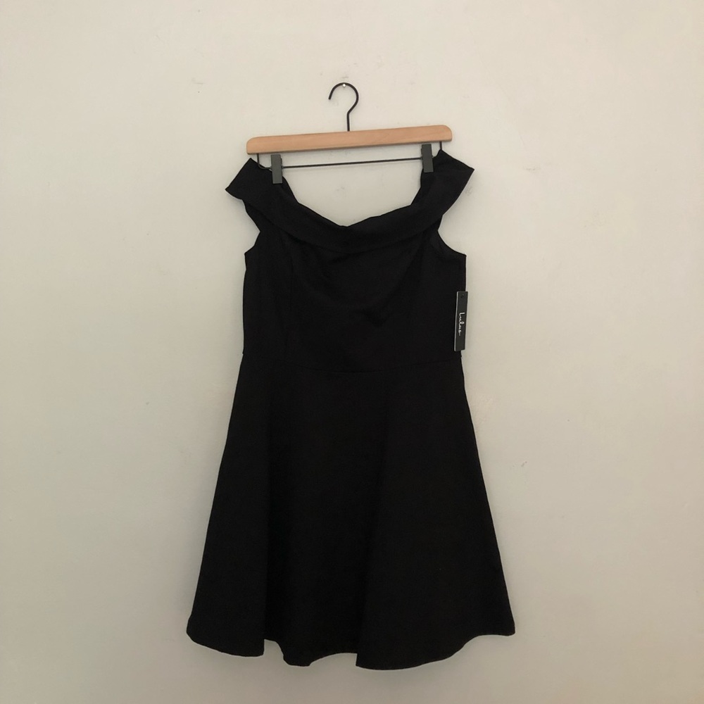 Lulu’s Black Off the Shoulder Skater Dress. New!